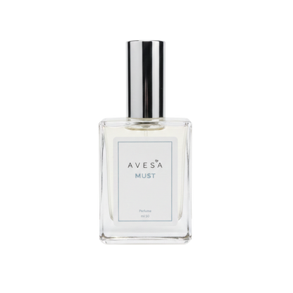 בקבוק הבושם בריח כביסה ריח נקי AVESA MUST רקע שקוף